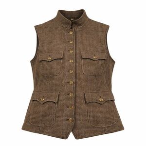 Lauren Ralph Lauren Women’s 10 Tweed Vest Houndstooth Equestrian Old Money Style